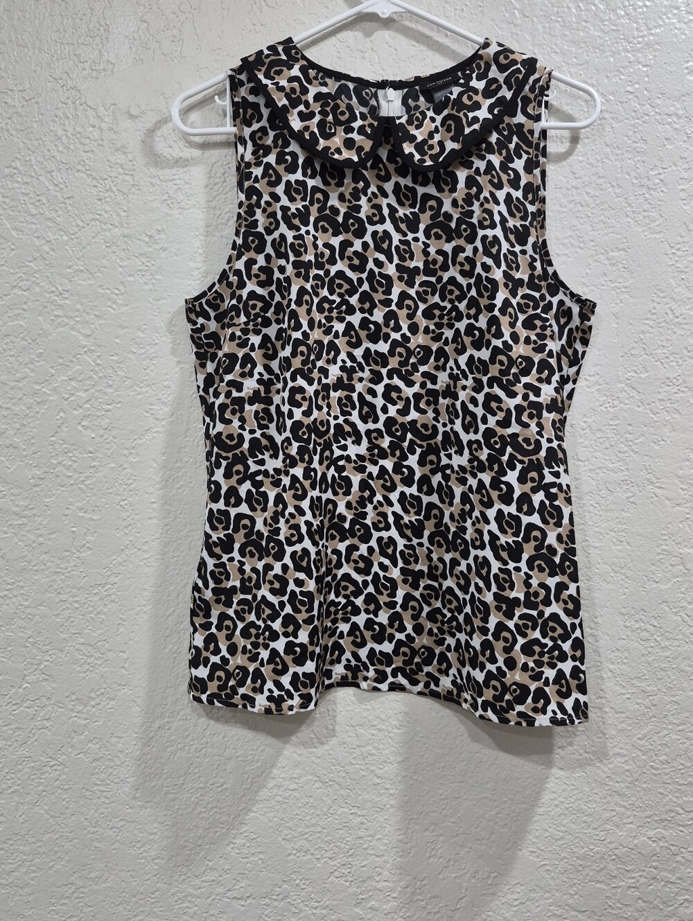 Ann Taylor Leopard Print Sleeveless Top with Peter Pan Collar S
